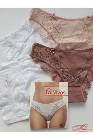 Трусики-бразиліана з бавовни та мережива La Vivas 20296 р.м